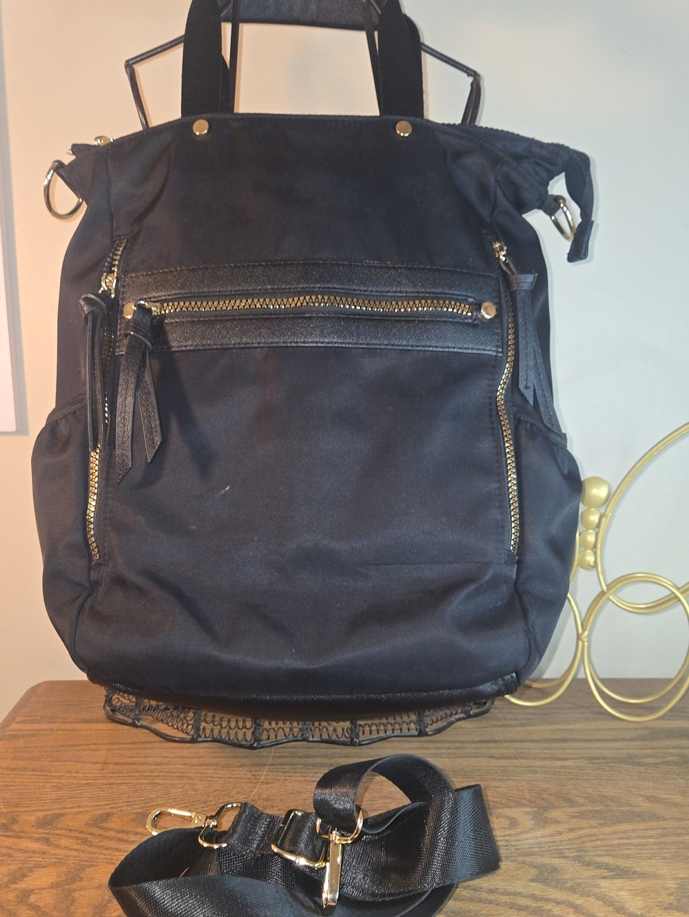 Black Women's Convertible Backpack Tote - Unbranded